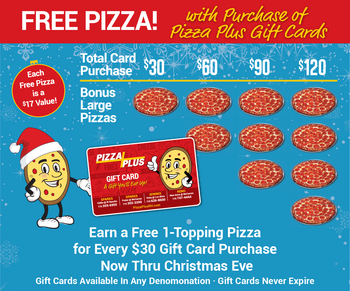 Earn a Free 1-Topping Pizza for Every $30 Gift Card Purchase Now Thru Christmas Eve